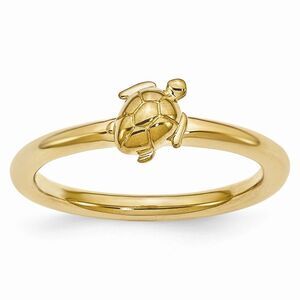 Gold Tone Plated Sterling Silver Stackable 8mm Sea Turtle Ring Size 5